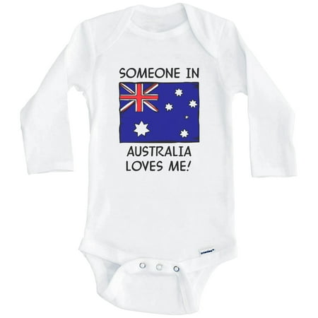 

Someone In Australia Loves Me Australian Flag One Piece Baby Bodysuit (Long Sleeve) 6-9 Months White