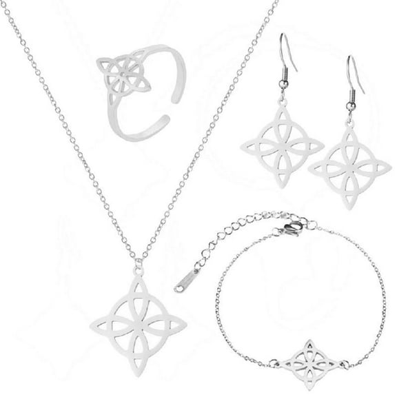 Stainless Steel Jewelry Set with Pendant Witch Knots Shaped Ornaments