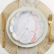 Kate Aspen Paper Plates, Disposable Marbleized Look Party Plates for Birthday & Tea Party, Baby Shower, Wedding and Anniversary, 9 Inch (4 Set of 8, 32 Pcs)