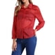 thumbnail image 4 of CAMISA MESH TRANSPARENTE DE CUELLO PUNTA PARA MUJERES INSPIRAR CHIC DE MANGA LARGA Y BOTONES EN ROJO, 4 of 6