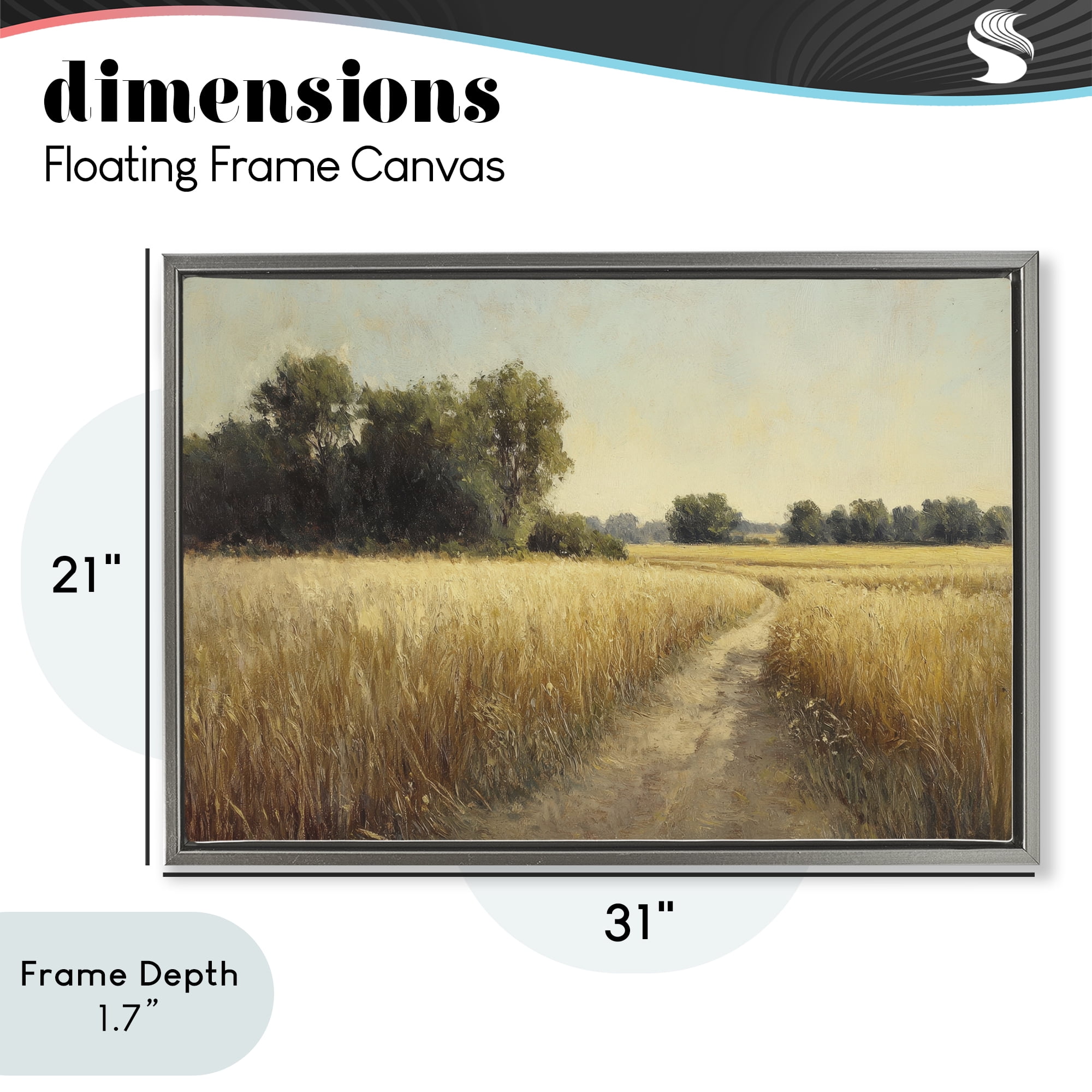 Stupell Industries Sunlit Country Wheat Path Gray Framed Floater Canvas Wall Art, design by Petal Prints Design