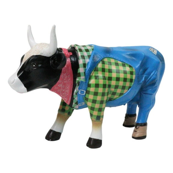 Cow Parade Western Country Farmer Cow In Bib Overalls Collector's Figurine