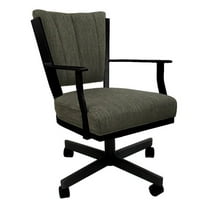 Montana Swivel Metal Dining Caster Chair - Sanora Brown Fabric - Black Frame