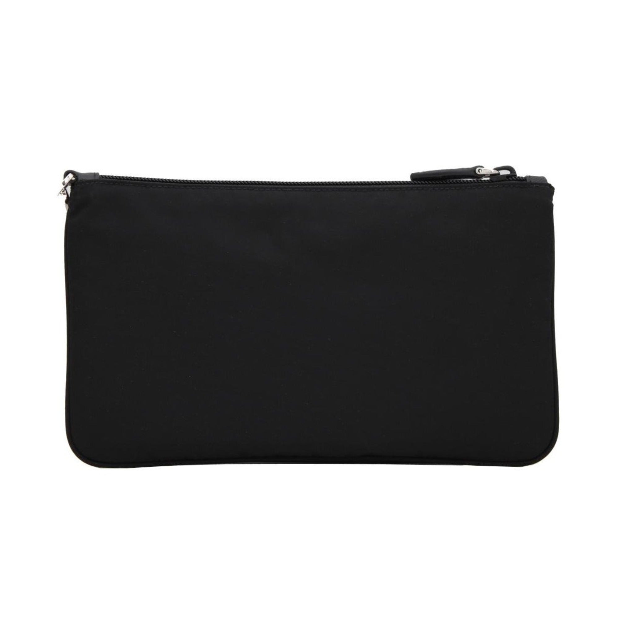 New Prada Tessuto Nylon Wristlet Clutch Pouch Black Triangle Logo