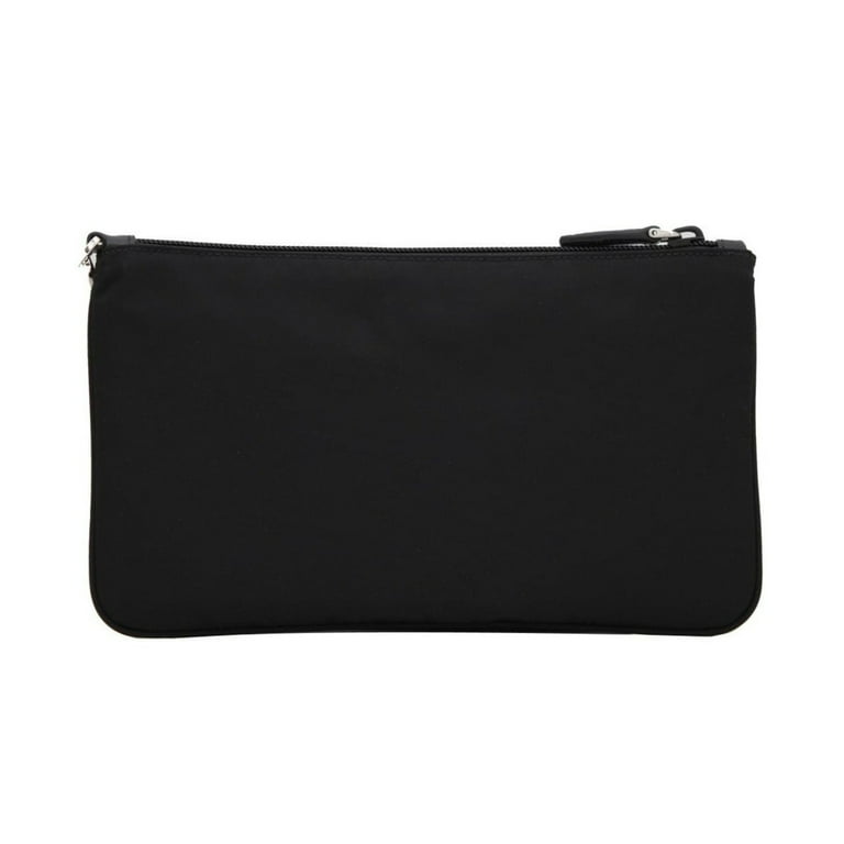 New Prada Tessuto Nylon Wristlet Clutch Pouch Black Triangle Logo