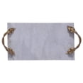 thumbnail image 2 of Decor Tray with Marble Frame and Carved Metal Handles White and Gold, 2 of 5