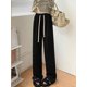 thumbnail image 1 of Pantalones de punto suaves y cómodos para mujer, pantalones anchos largos holgados básicos de otoño para mujer, pantalones de chándal de cintura alta, pantalones rectos para mujer Tan Jianjun unisex, 1 of 2