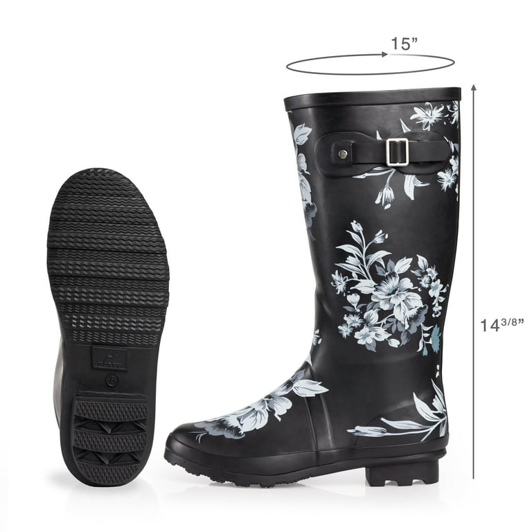 Norty Women s Hurricane Wellie Rain Boots Waterproof High Calf Length 13 inch Rubber Winter Spring and Garden Boots Runs 1 2 size large
