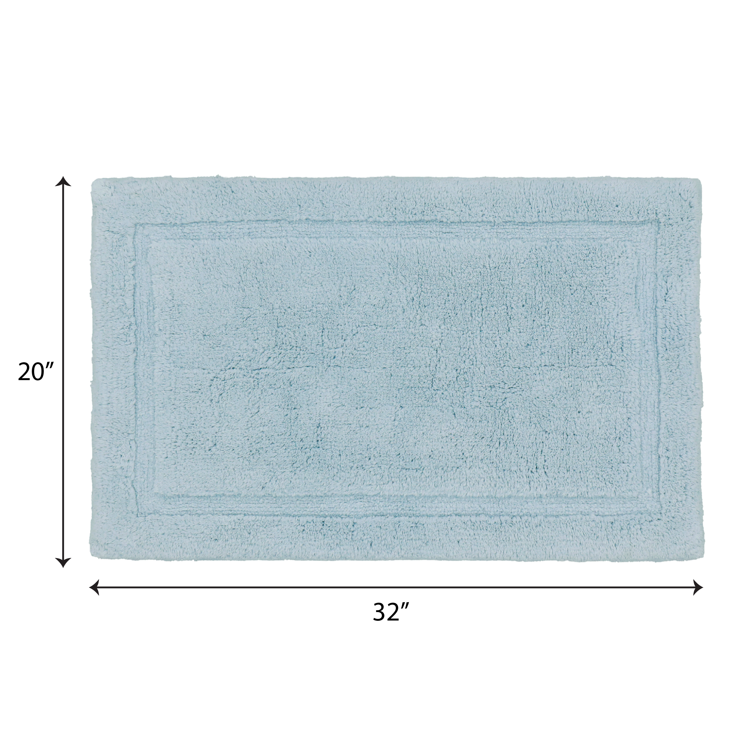Jean Pierre New York Lydia Border 100% Cotton Bath Mat - Non-Slip Bath Rug - Light Blue - 20"x30"
