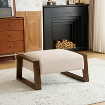 Kosynda Ottoman Bench with Wood Legs, Large Footrest with Upholstered for Living Room and Bedroom, Decorative Home Furniture, Beige