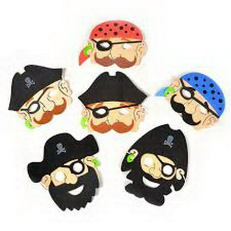 6 Foam Pirate Masks Pinata Toy Loot/Party Bag Fillers Favour Fancy Dress Kids