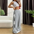 thumbnail image 6 of Ofreoo Women Elastic Mid Waist Lace Up Pocket Spliced Solid Color Cargo Pants Long Pants, 6 of 6