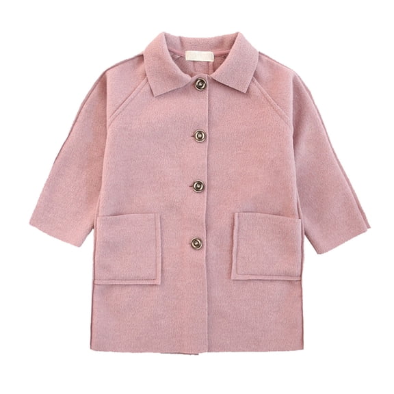 CPNG Girls New Double Woolen Coat Blend Dress Coat Single Breasted Long Sleeve Lapel Collar Trench Outwear Pea Coat Korean Version Of Casual Jacket for Autumn Winter