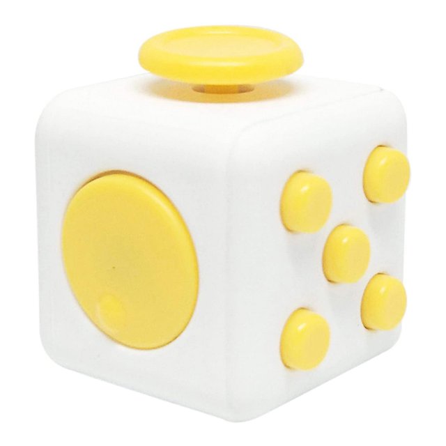 Fidget Anxiety Cube para ADHD, Mini Dice Stress Relief Toy (Blanco Amarillo) Ehuebsd libre de BPA