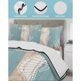 thumbnail image 4 of Quilts Twin Size Bedding Set, Coastal Sea Horse Lightweight Quilted Comforter, Summer Coral Ocean Vintage Wood Soft Reversible Bedspread Coverlet with Pillow Covers for All Season, 68" x 86", 4 of 7