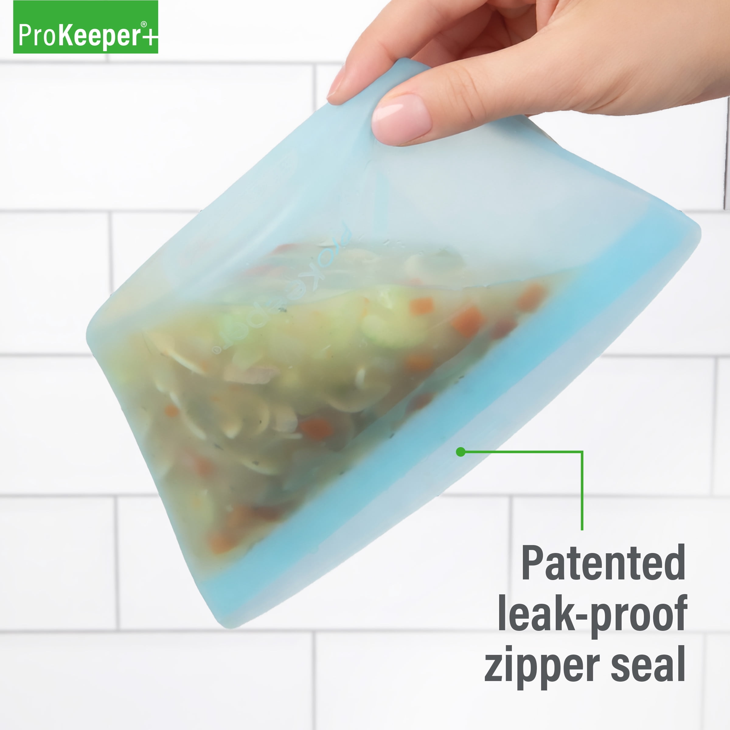 (4 pack) Prokeeper+ 3 Silicone Stand Up Snack and Storage Bag, 3 Pack, Mulit Color, Designed to Help with Packed Lunches and Daily Commutes