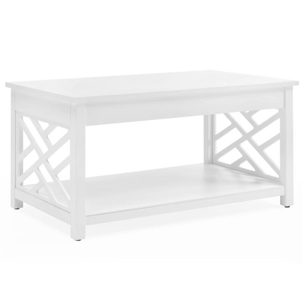Alaterre Furniture Coventry 36 in. Wood Coffee Table, End Table, Sofa Table Set for Living Rooms, Modern Open Design Accent Furniture, White