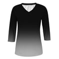 thumbnail image 4 of 3/4 Length Sleeve Womens Tops, Comdrip Womens Tops 3/4 Sleeve Print Plain Travel Cute Tops V Neck Slim Fit Half Sleeve Tshirts Shirts Blouse Ladies Tops and Blouses Black M, 4 of 7