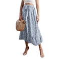 thumbnail image 3 of Txlixc, vestido Floral de verano para mujer, cintura alta, bohemio, fluido, falda oscilante, informal, línea A, cintura elástica, lazo, volante, longitud media, vestido de playa Txlixc  Casual, 3 of 7