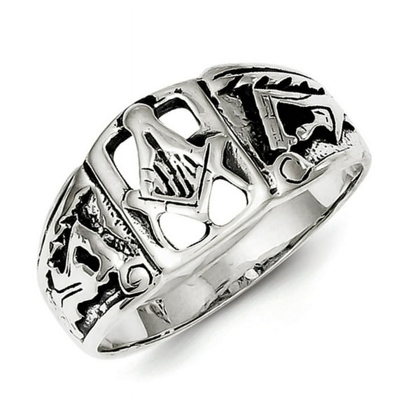 Sterling Silver Antiqued Masonic Ring QR1239