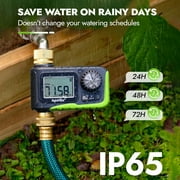 RainPoint Garden Hose Timer Greenhouse Irrigation Faucet Sprinkler Water Timer Garden Yard Watering,Brass Inlet and Outlet,Green-ITV105