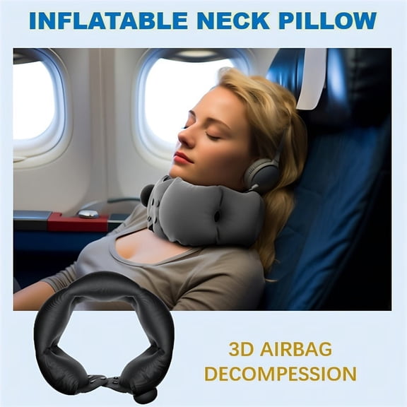 Inflatable Neck Pillow with Adjustable Firmness – Soft Skin-Friendly Travel Pillow for Airplane, Car, Home & Office Comfort