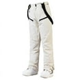 thumbnail image 3 of CQONEPT Womens Snow Ski Pants Windproof Waterproof Insulated Bib Overall Warm Snowboarding Padded Pant with Zip Pockets Beige 3XL, 3 of 5