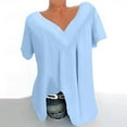 thumbnail image 3 of Timegard Hauts Grande Taille pour Femmes Manches Courtes Col Rond Froncé Confortable Décontracté Ample Blouse Tee Basique, 3 of 4