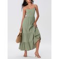 thumbnail image 3 of Michellecmm  Women Spaghetti Strap Cami Dress Solid Color Tiered Ruched Hem Dress, 3 of 7