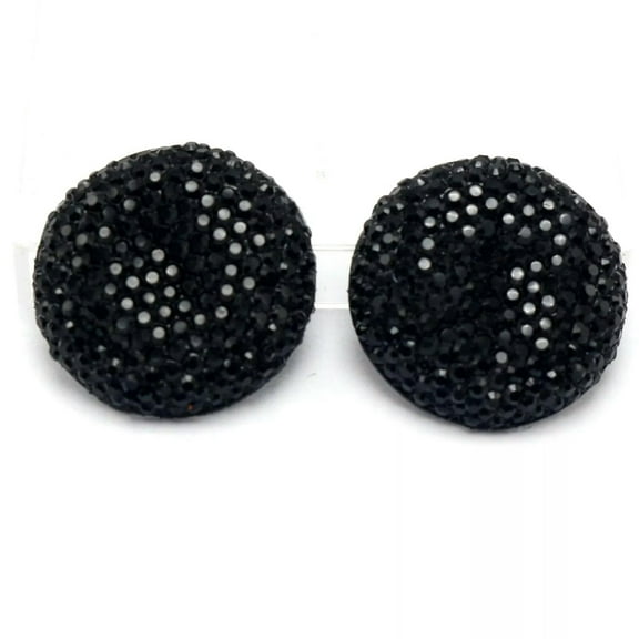 U8MO 100 Black Resin Round Flatback Dotted Rhinestone Cabochon Gem 20mm(3/4")
