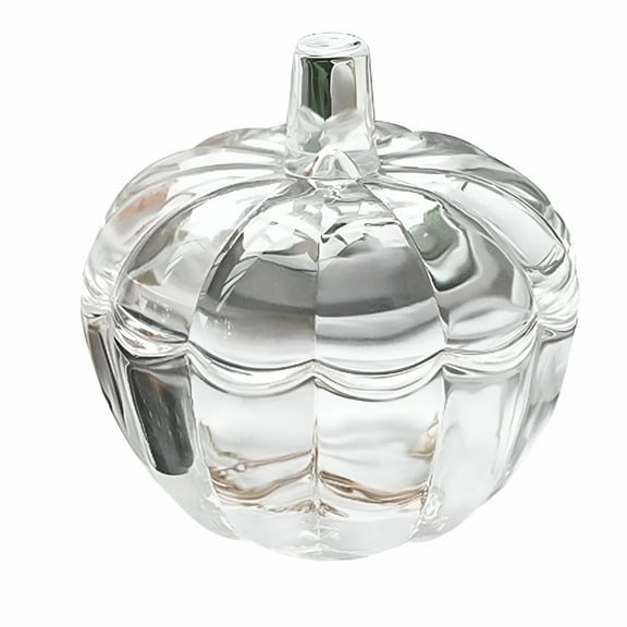 LAMIRO Glass Pumpkin Candy Jar Halloween Candy Bowl Jars with Lids Pumpkin Container Pumpkin Candy Dish with Cover Transparent Target Glass Dish for Halloween Home Party Wedding Decor