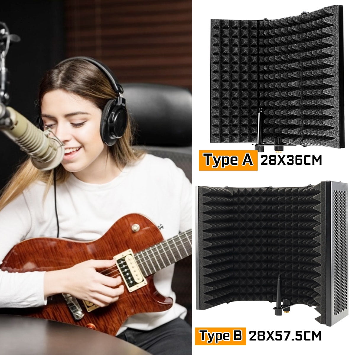 14.17 x 11.02 Inches Foldable Adjustable Studio Microphone Isolation
