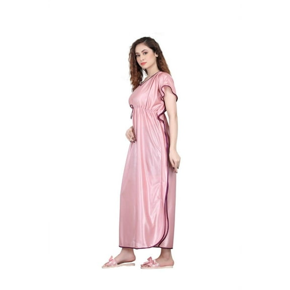 Pink Satin Kaftan Gown