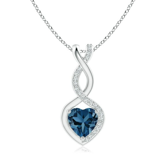 Angara Natural 6mm London-Blue-Topaz Infinity Heart Pendant Necklace in 14K White Gold for Women