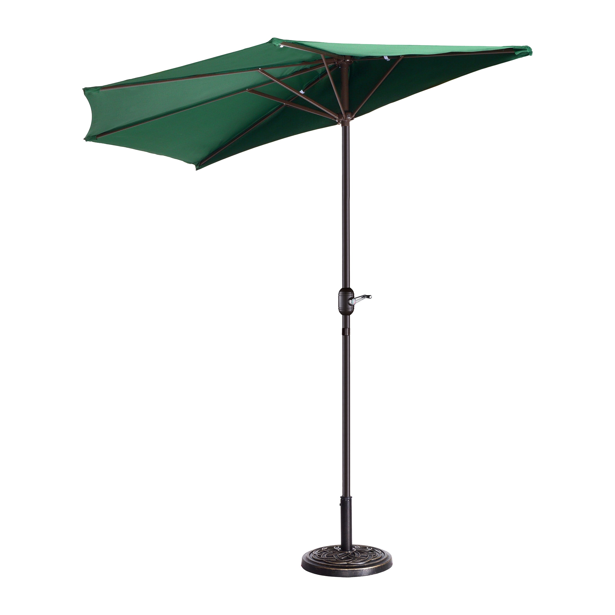 Villacera 9-foot Half Outdoor Patio Umbrella with Easy Hand Crank, Forest Green