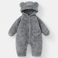 thumbnail image 5 of DHFJKG Baby Winter Fuzzy Jumpsuit Ears Hooded Zipper Long Sleeve Romper With Pockets For Boys Girls 0-12 Months Thermal Coat Outwear Lovely Onesies, 5 of 5