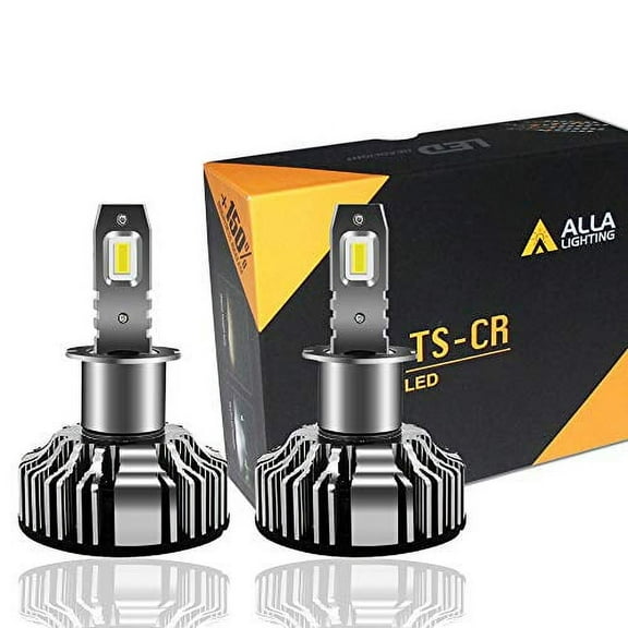 Alla Lighting TS-CR Xtreme Super Bright 10000 Lumens H3 LED Bulbs, Headlights/Fog Lights Replacement, 6000K Xenon White