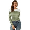 thumbnail image 1 of CamiseDe ManLarPaMujer bloque de colorrayas triple color simple Ejercito verde XL, 1 of 6