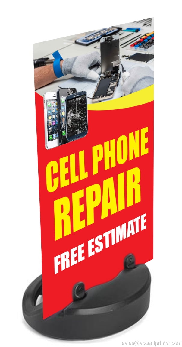 Cell Phone Repair Free Estimate Sidewalk Sign w/Waterbase, 24”w x 48”h