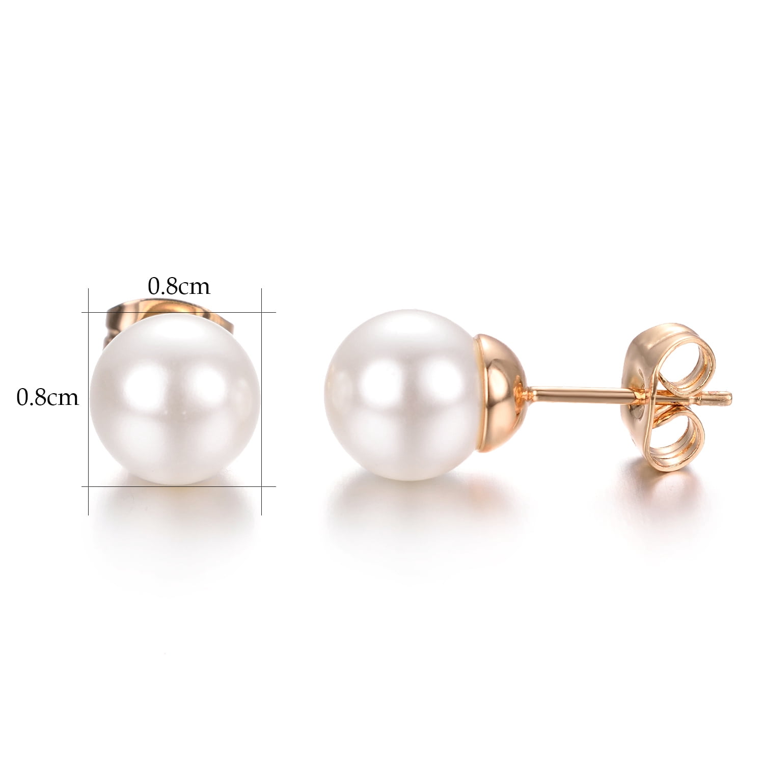 Yoursfs 3 Pairs Faux Pearl Stud Earrings for Women Gold Plated Studs for Pierced Ear, 8mm Pearl Earrings Sets (Pink White Black Pearl)