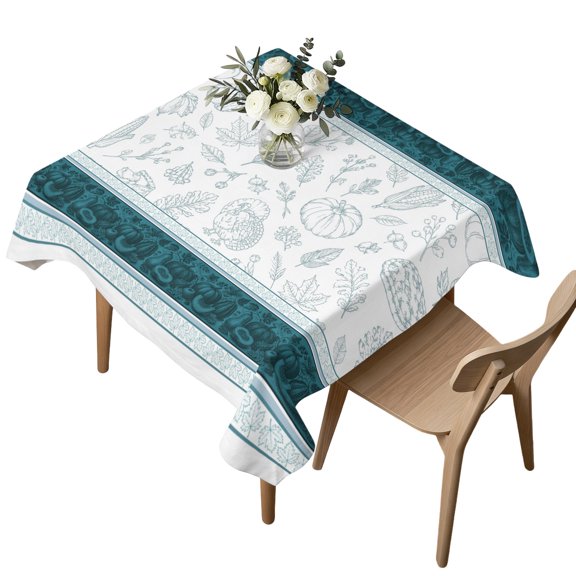 Waterproof Tablecloth Thanksgiving Pumpkin Turkey Leaf Square Table Cloth 54x54in,Wipeable Washable Table Cover Fall Plant Autumn Harvest Tablecloths for Dining Tables Kitchen Picnic Outdoor Party