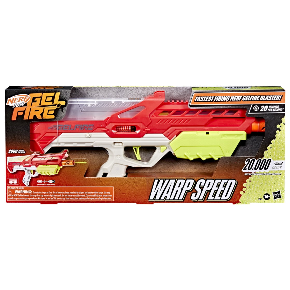 Nerf Pro Gelfire Warp Speed Water Bead Blaster, 20,000 Gelfire Rounds, Eyewear, Ages 14+