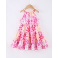 thumbnail image 3 of 4T Baby Girls Dress 5T Girls Sleeveless Dress Flower Print Toddler Girls Summer Halter Floral Dress Pink, 3 of 8