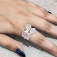 thumbnail image 2 of Natural Rose Quartz Ring, Raw Quartz Gemstone Ring, Birthstone, Triple Stone, 925 Sterling Silver, Womens Ring, Christmas, Adjustable Ring, Handmade, Statement Jewelry, Rough Jewelry, 2 of 6