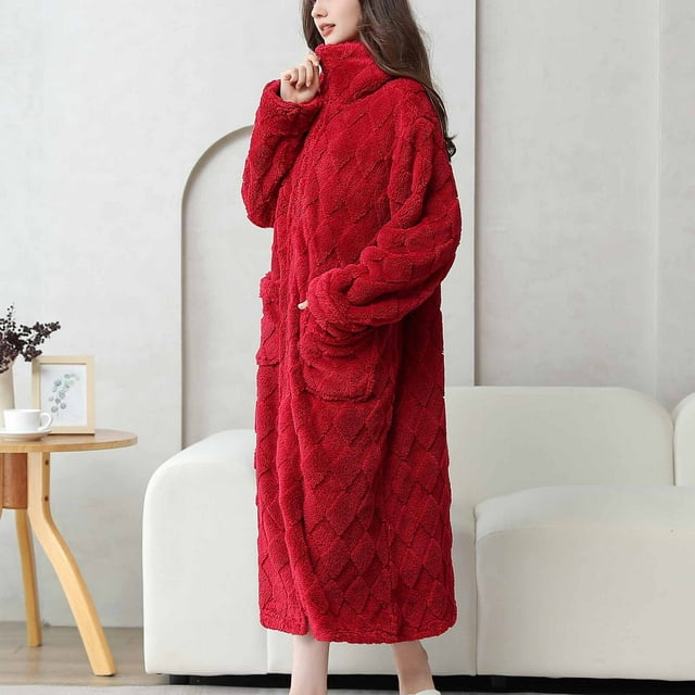 Pyjamas pour Femmes,Ensembles de Pyjama pour Femmes,Robe d'Hiver Confortable en Coton pour Femmes Col Montant Chaude et Confortable Vêtements de Maison en Gros,Vêtements d'Hiver pour Femmes,Ensemble de Pyjamas pour Femmes