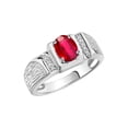 thumbnail image 5 of Rylos 14K White Gold Classic 8X6MM Oval Ruby & Sparkling Diamond Ring - Birthstone Jewelry for Men -Size 13, 5 of 7