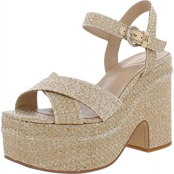 Sam Edelman Trianna Eggshell Squared Open Toe Ankle Strap Block Heeled Sandals (Eggshell, 9)