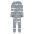 thumbnail image 5 of AUNVITO Women's Striped Cozy Long Sleeve Hooded Jumpsuit with Front Zipper for Casual Loungewear, 5 of 7