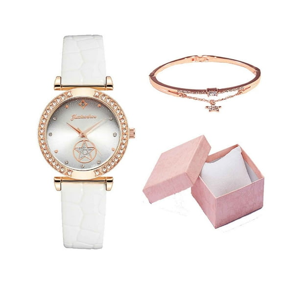 Canada Day Kcavykas Back to School Season,New Fashion Belt Watch Women's Leisure Quartz Women's Bracelet Bracelet Gift Box Packaging