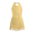 thumbnail image 1 of Ocealan Robe de Danse Latine Jazz pour Filles Enfants Costume de Danse Tango Rumba Samba Brillant Justaucorps à Franges Jaune 14, 1 of 5